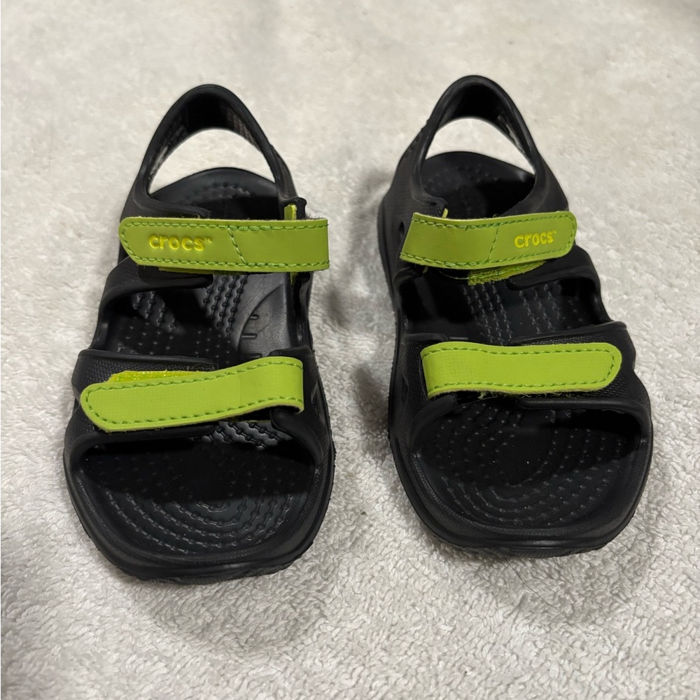 Crocs Kids Black Green Sandals beach water shoes sport fun summer unisex toddler